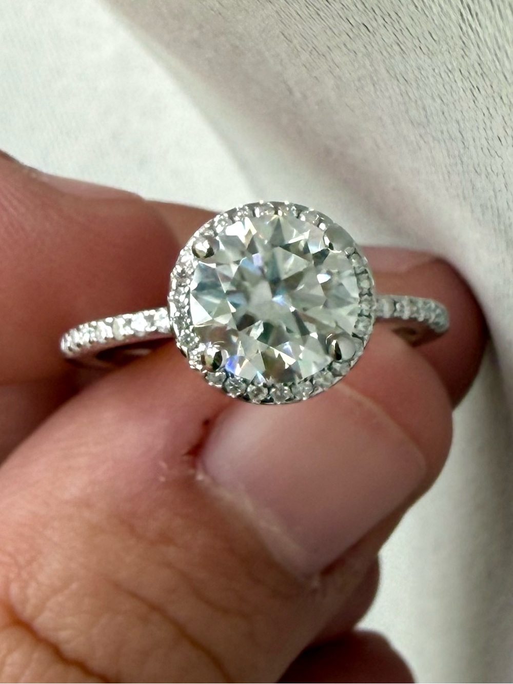 Clear Halo Engagement Ring in Silver-Tone
